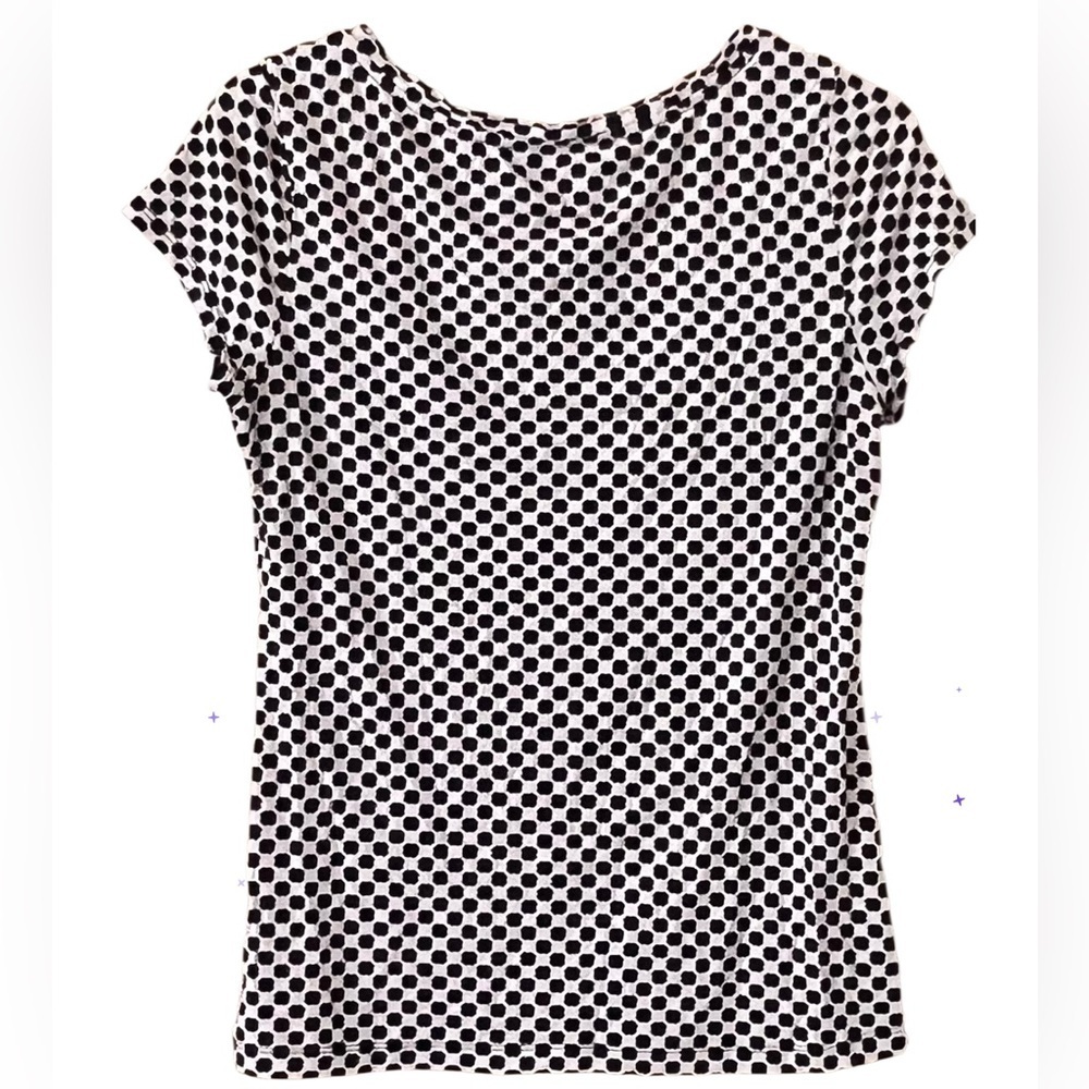 Banana Republic Black & White Polka Dot Scoop Neck Tee - Picture 3 of 5